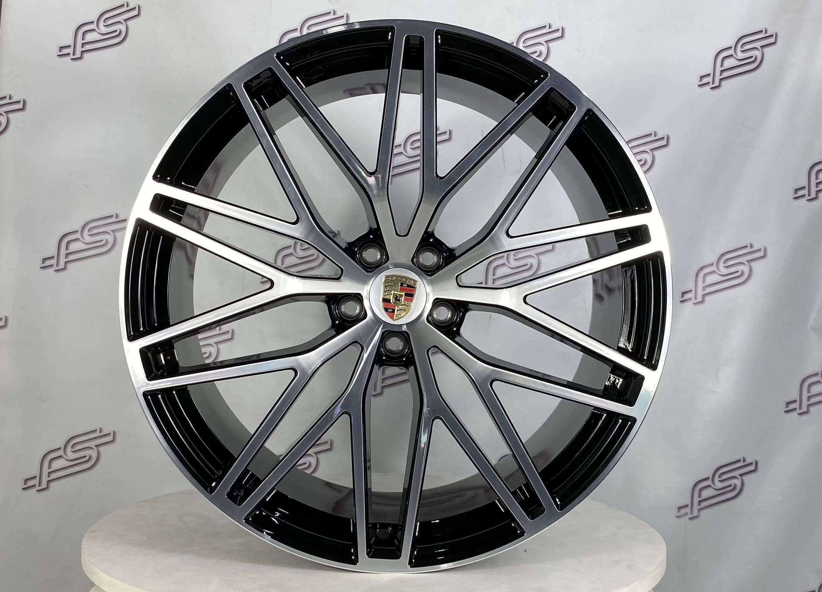 4 jantes neuves 5x130 New TYPE RS SPORT Black Polish pour New MACAN ELEC; 11x22 et 9x22"